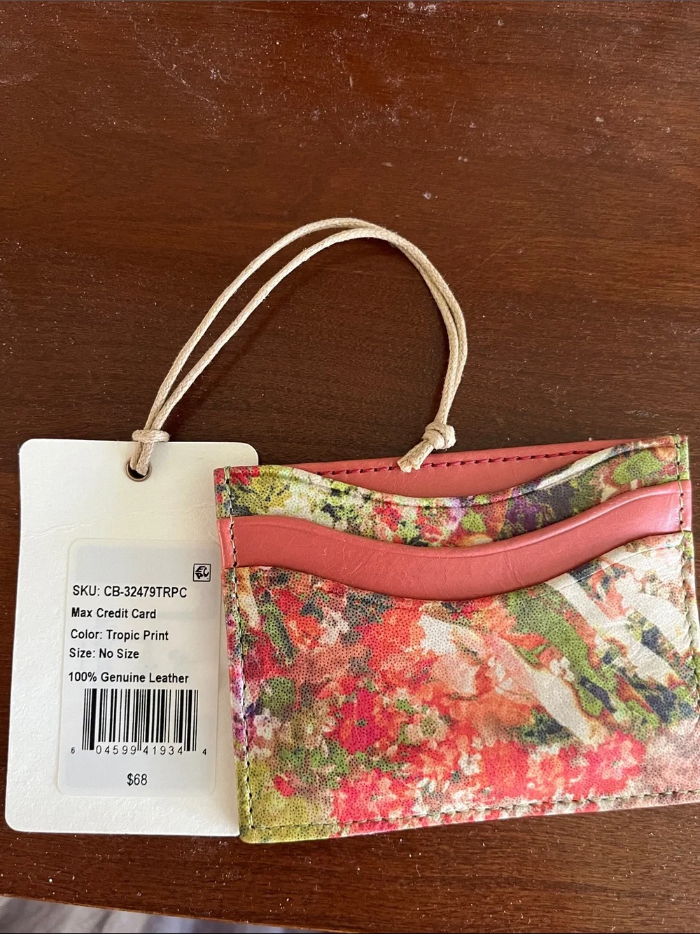 HOBO Floral Multi-Color Card Wallet with Pink Trim